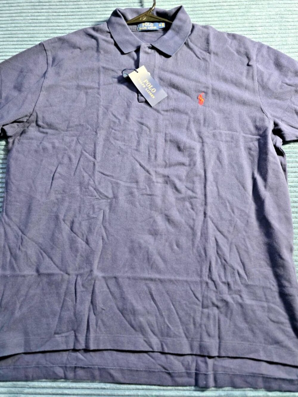 Polo Ralph Lauren Shirt Men's XL Navy Blue Short Sleeve Cotton Mesh Solid NWT